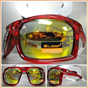 X-LOOP Wrap Around Sporty Style Sunglasses- Red Transparent