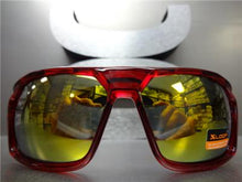 X-LOOP Wrap Around Sporty Style Sunglasses- Red Transparent