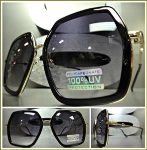 Bold Hexagon Sunglasses- Black & Gold