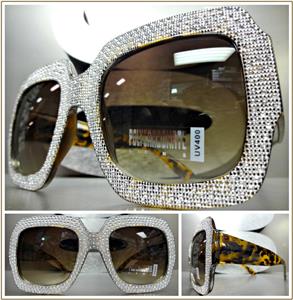 Sparkling Bling Square Sunglasses- Tortoise