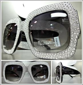 Sparkling Bling Square Sunglasses- Black