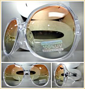 Retro Round Transparent Frame Sunglasses- Orange/Yellow Lens