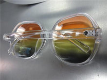 Retro Round Transparent Frame Sunglasses- Orange/Yellow Lens
