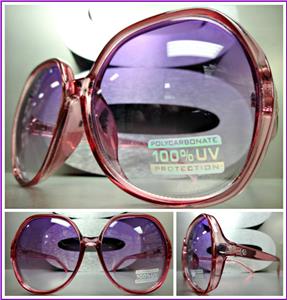 Retro Round Transparent Frame Sunglasses- Purple
