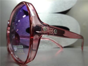 Retro Round Transparent Frame Sunglasses- Purple