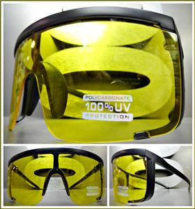 Oversized Shield Style Sunglasses- Yellow Lens