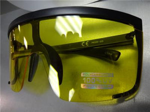 Oversized Shield Style Sunglasses- Yellow Lens