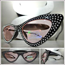 Retro Sparkly Cat Eye Sunglasses- Pink Lens