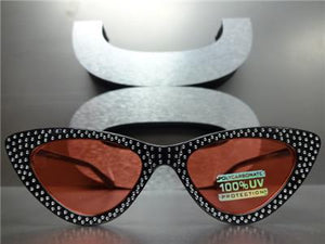 Retro Sparkly Cat Eye Sunglasses- Red Lens