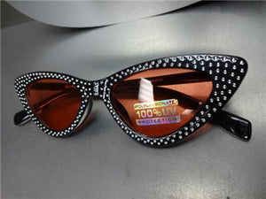 Retro Sparkly Cat Eye Sunglasses- Red Lens