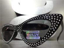 Retro Sparkly Cat Eye Sunglasses- Black Lens