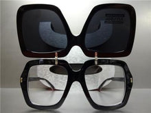 Oversized Square Flip-Up Sunglasses- Black