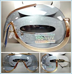 Retro Shield Style Sunglasses- Blue Lens