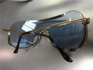 Retro Shield Style Sunglasses- Blue Lens