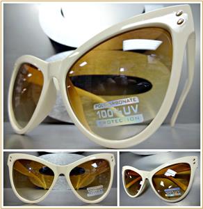 Oversized Classic Cat Eye Sunglasses- Beige