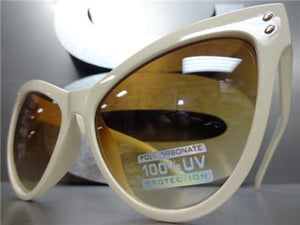 Oversized Classic Cat Eye Sunglasses- Beige