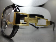 Hip Hop Style Clear Lens Glasses- Black & Gold