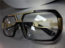 Hip Hop Style Clear Lens Glasses- Black & Gold