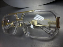 Hip Hop Style Clear Lens Glasses- Transparent & Gold