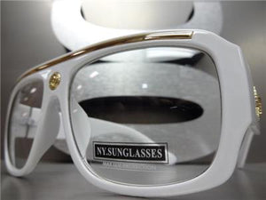 Old School Clear Lens Glasses- White