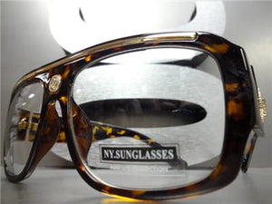 Old School Clear Lens Glasses- Tortoise
