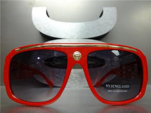 Old School Medallion Sunglasses- Red