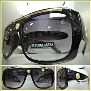 Old School Medallion Sunglasses- Black