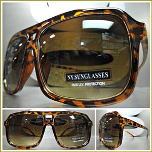 Old School Style Unisex Sunglasses- Tortoise & Gold