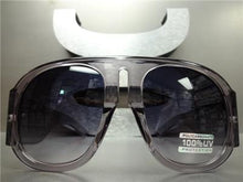 Thick Frame Retro Sunglasses- Gray Transparent