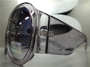 Thick Frame Retro Sunglasses- Gray Transparent