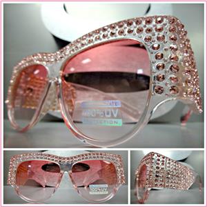 Retro Rhinestone Embellished Sunglasses- Pink