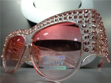 Retro Rhinestone Embellished Sunglasses- Pink