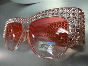 Retro Rhinestone Embellished Sunglasses- Pink