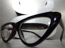 Retro Style Clear Lens Cat Eye Glasses- Black