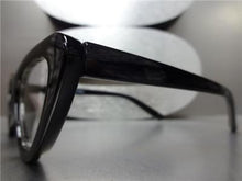 Retro Style Clear Lens Cat Eye Glasses- Black