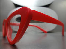 Retro Style Clear Lens Cat Eye Glasses- Red