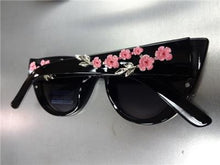Unique Floral Embellished Cat Eye Sunglasses- Black Frame 96121