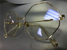 Octagon Shape Clear Lens Glasses- Gold Frame