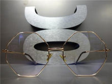 Octagon Shape Clear Lens Glasses- Rose Gold Frame