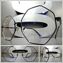 Octagon Shape Clear Lens Glasses- Black Frame
