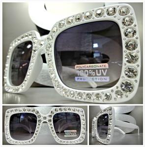 Square Bling Sunglasses- White Frame