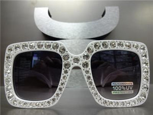 Square Bling Sunglasses- White Frame