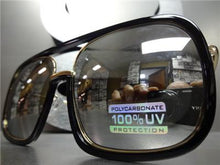 Old School Style Sunglasses- Black & Gold Frame/ Chrome Mirrored Lens