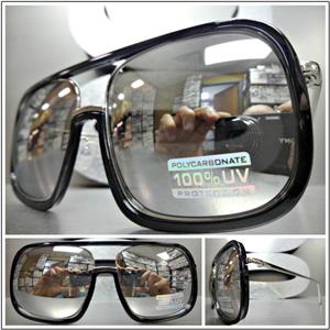 Old School Style Sunglasses- Black Frame/ Chrome Mirrored Lens