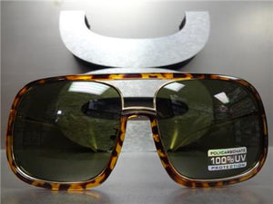 Old School Style Sunglasses- Tortoise Frame/ Green Lens