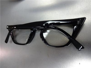 Vintage Clear Lens Cat Eye Glasses- Black
