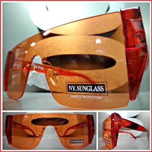 Futuristic Shield Style Sunglasses- Red Frame