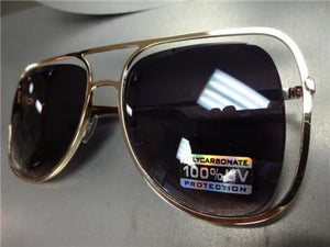 Unique Frame Aviator Sunglasses- Rose Gold Frame/ Black Ombre Lens