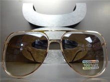 Unique Frame Aviator Sunglasses- Rose Gold Frame/ Brown Ombre Lens