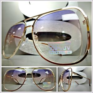 Unique Frame Aviator Sunglasses- Rose Gold Frame/ Purple Ombre Lens